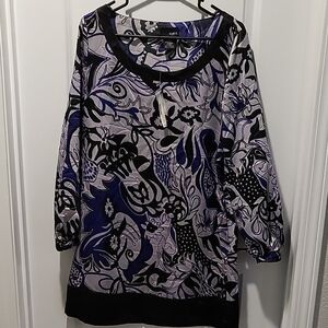 Mixit Black and Purple Abstract Top